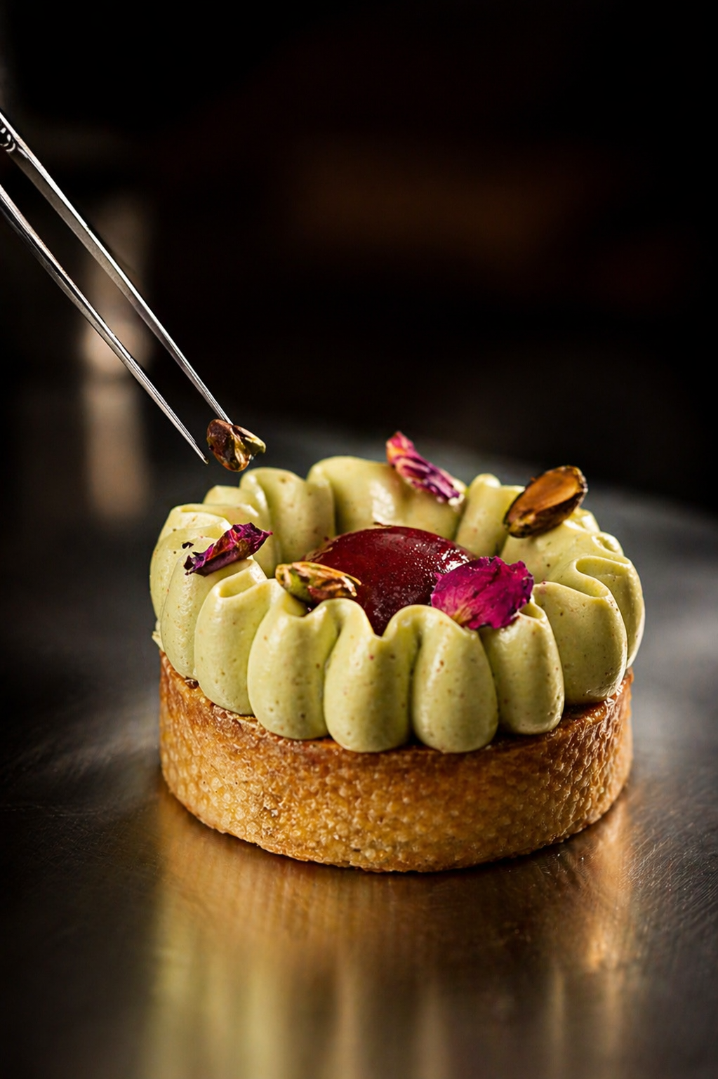 Pistachio & raspberry Tartlet