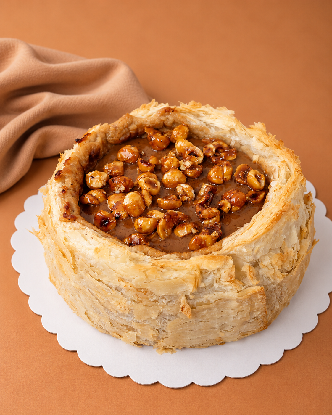 Hazelnut praline Flan Parisien