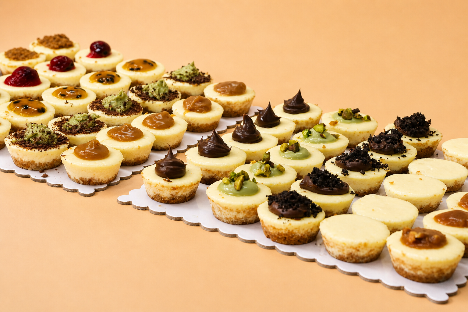Mini Cheesecakes with Toppings — Box of 25